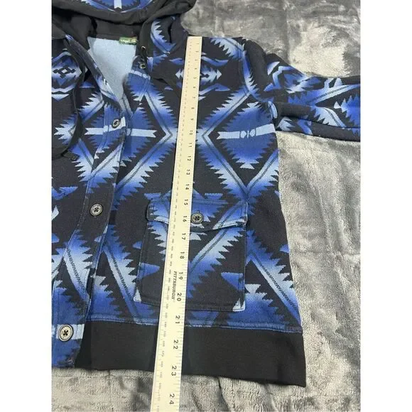 Lauren, Ralph Lauren Vintage women’s geometric print button up hooded sweater si - Picture 5 of 7